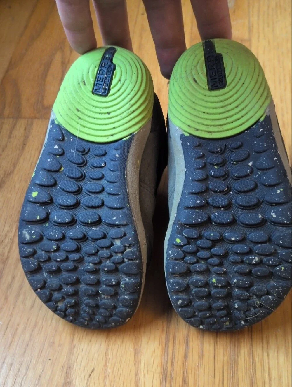 Merrell Kids Blue and Gray Hiking Boots with Lime Accent